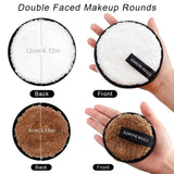 4Pcs Makeup Remover Wipes Reusable Discs Cotton Pads Microfiber Make Up Face Towel Cloth Washable Sponge Skin Care Cleaning Puff - Clean Vanilla