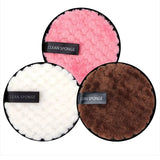 4Pcs Makeup Remover Wipes Reusable Discs Cotton Pads Microfiber Make Up Face Towel Cloth Washable Sponge Skin Care Cleaning Puff - Clean Vanilla