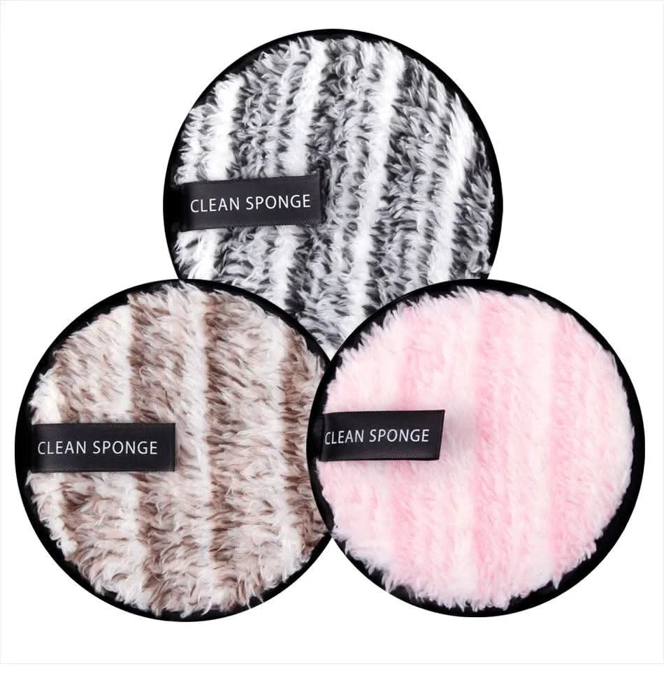 4Pcs Makeup Remover Wipes Reusable Discs Cotton Pads Microfiber Make Up Face Towel Cloth Washable Sponge Skin Care Cleaning Puff - Clean Vanilla