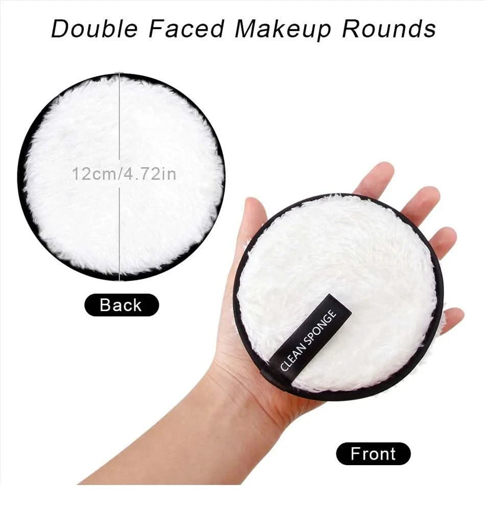 4Pcs Makeup Remover Wipes Reusable Discs Cotton Pads Microfiber Make Up Face Towel Cloth Washable Sponge Skin Care Cleaning Puff - Clean Vanilla