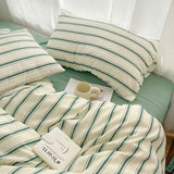 Classic Style Striped Duvet Cover - 3 Part Set – Washed Cotton Bedding