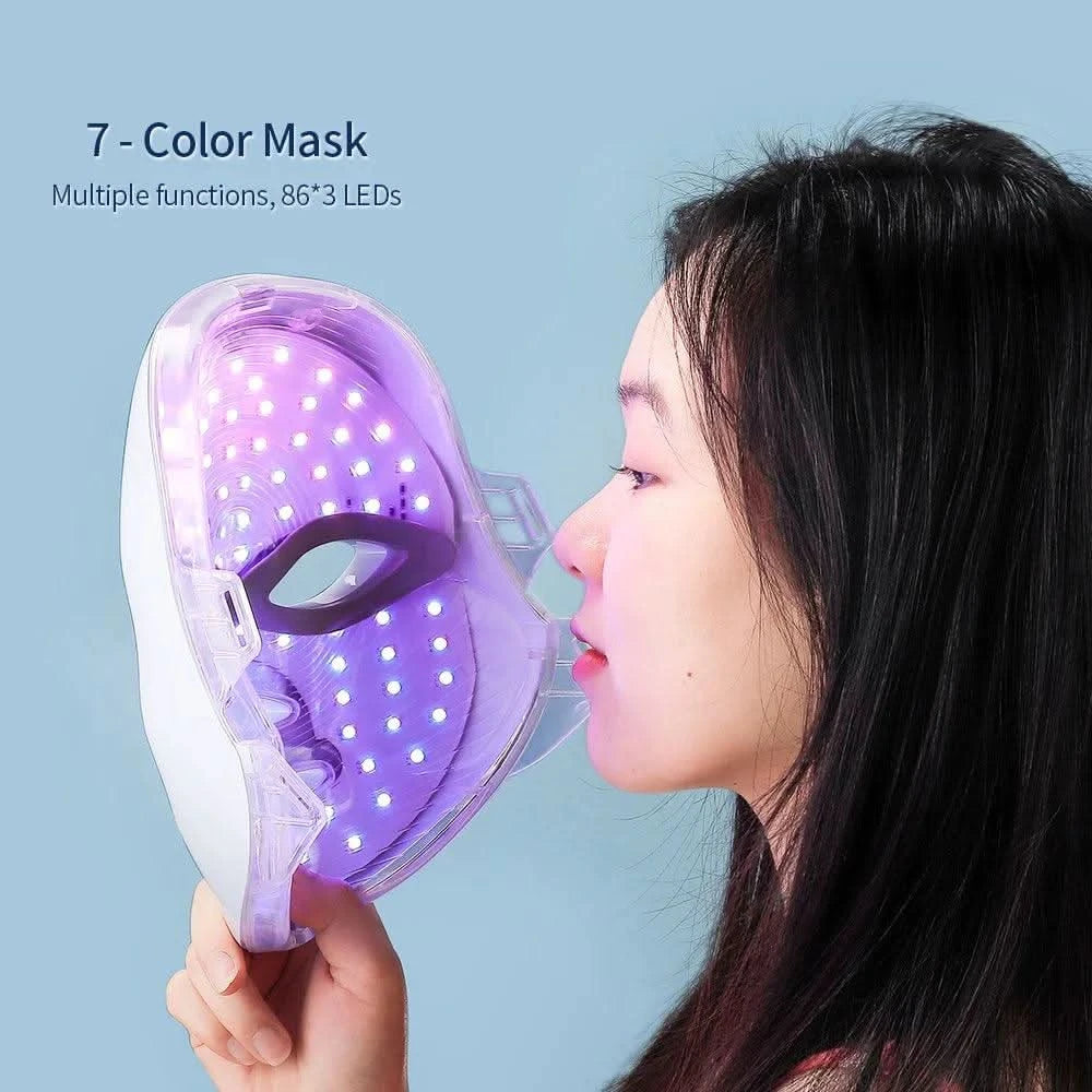 7 Colours LED Red Light Therapy Facial Mask + Neck | Collagen Boosting - Clean Vanilla