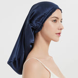 100% Mulberry Silk Long Hair Wrap Bonnet for Women Night Sleeping Cap for Long Curly Dreadlock Braid Hair - Clean Vanilla