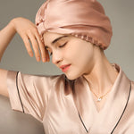 Pure Silk Night Caps Mulberry Silk Sleeping Bonnet Hair Loss Hat Natural Silk Turban For Hair Sleeping Silk Headwrap For Women - Clean Vanilla