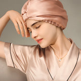 Pure Silk Night Caps Mulberry Silk Sleeping Bonnet Hair Loss Hat Natural Silk Turban For Hair Sleeping Silk Headwrap For Women - Clean Vanilla