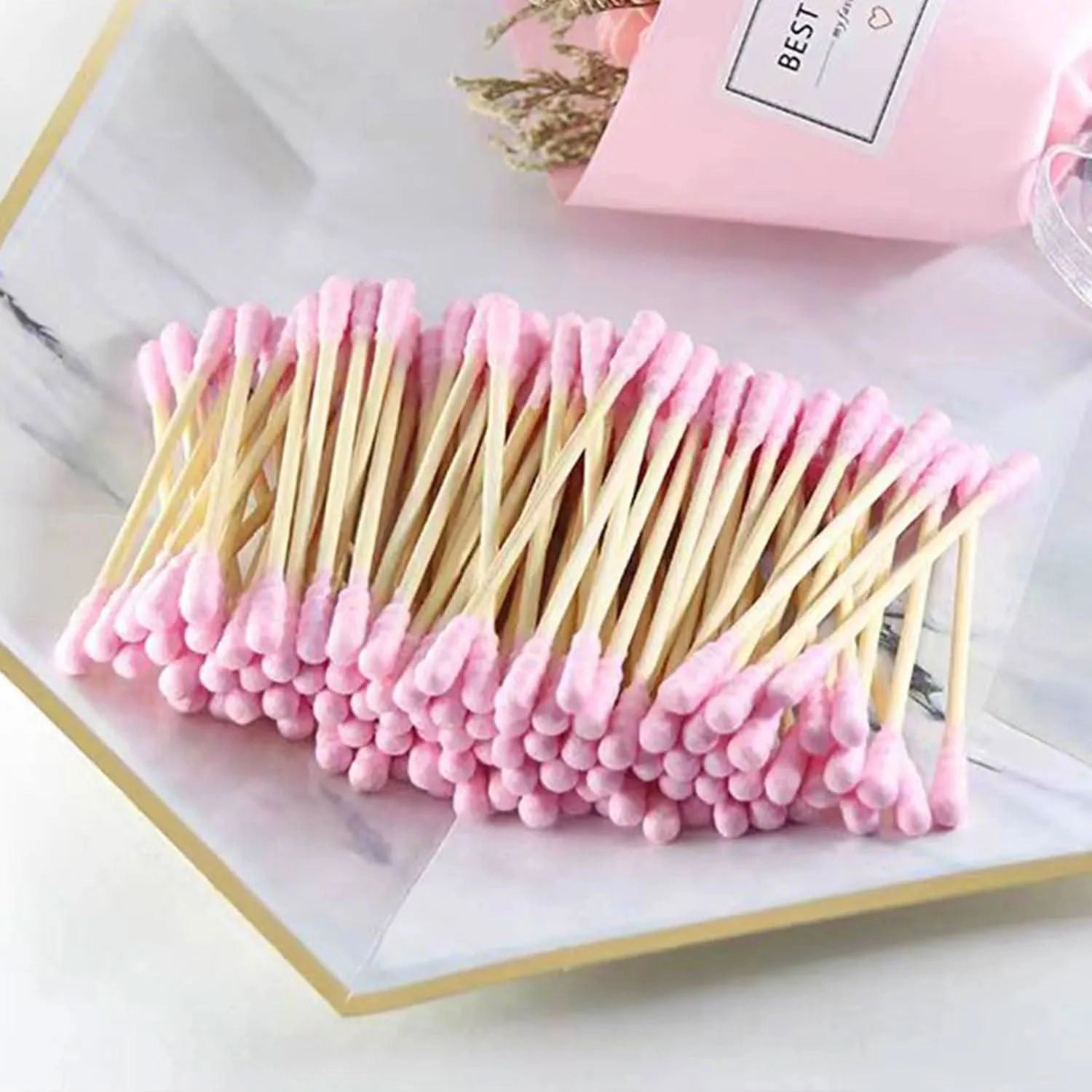 200pcs/Box Bamboo Cotton Swab Wood Sticks Soft Cotton Buds - Clean Vanilla