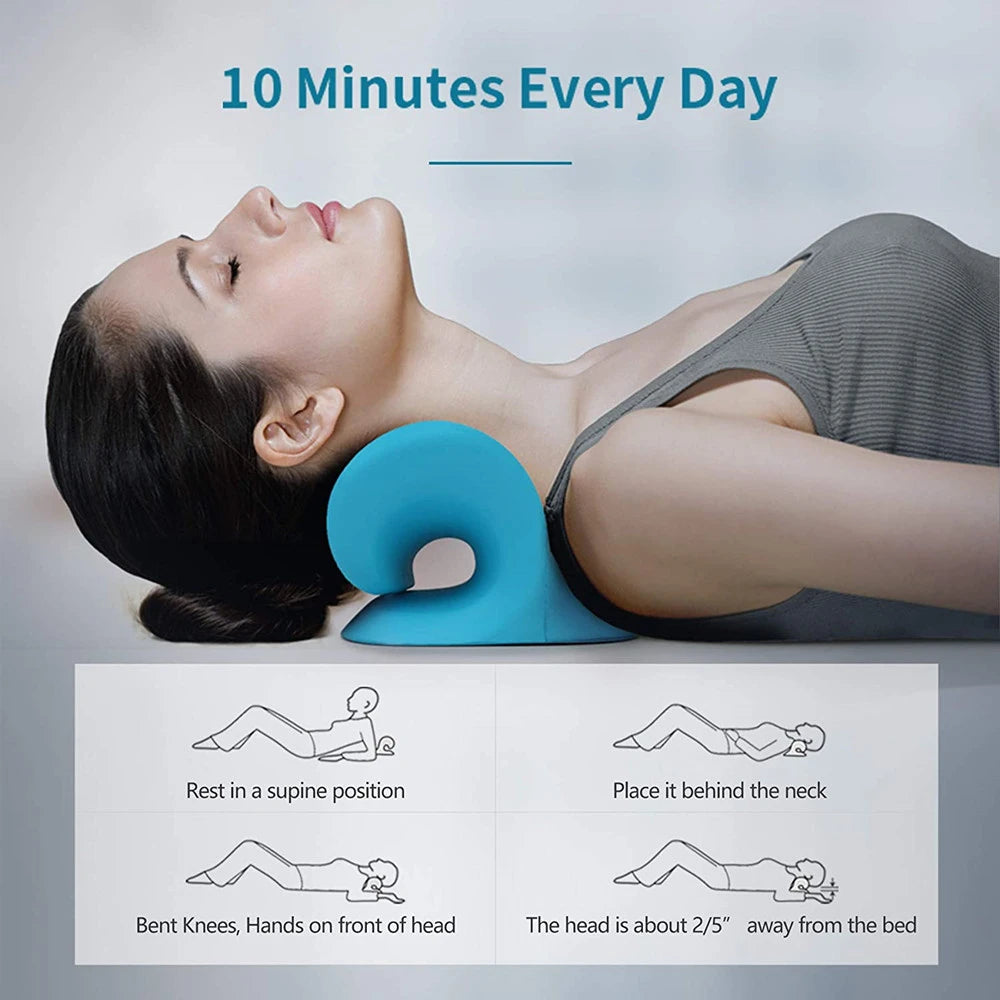 Neck Shoulder Stretcher Relaxer Cervical Chiropractic Traction Device Massage Pillow for Cervical Spine Alignment Massage Tools - Clean Vanilla