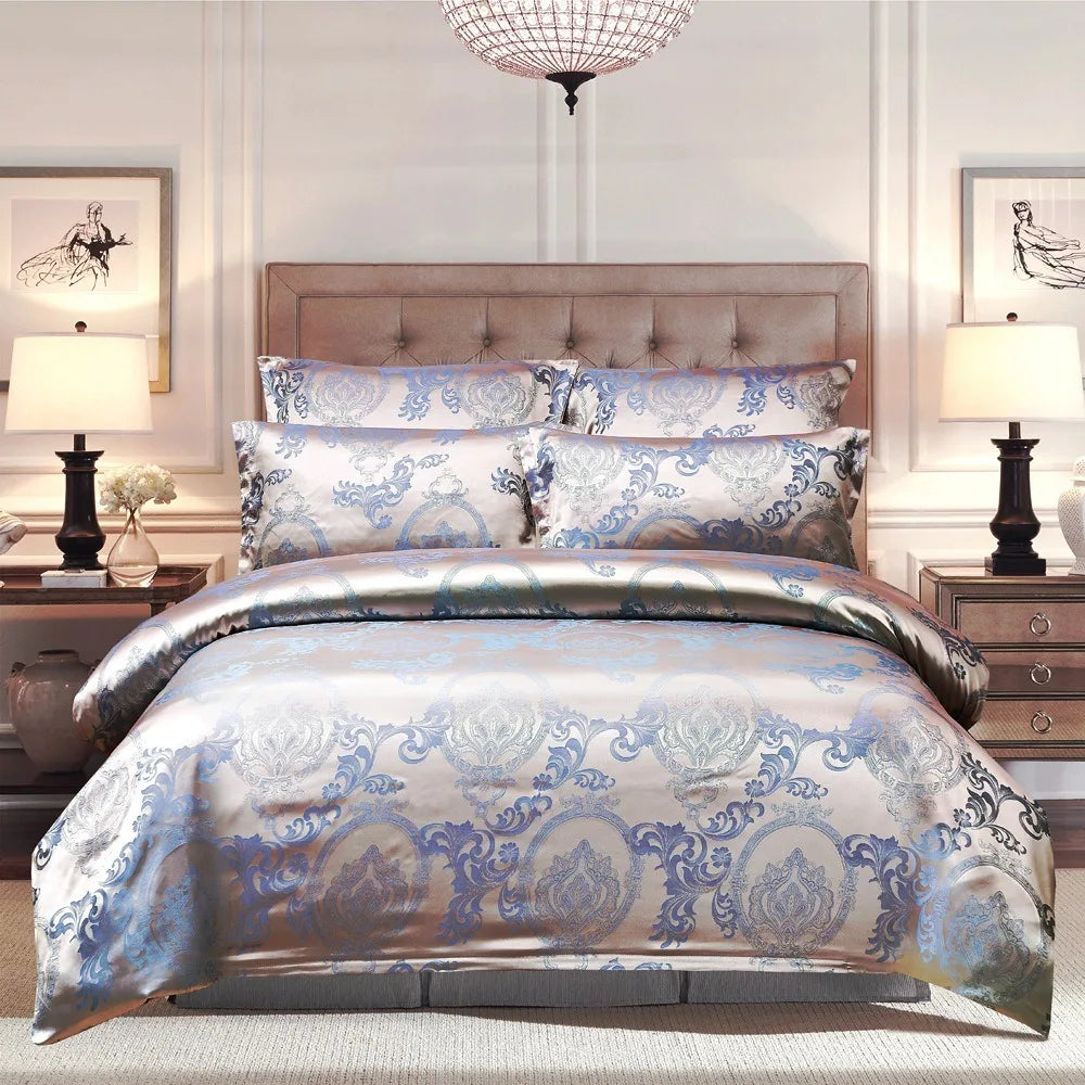 Luxury Silk Satin Pattern Bedding Set - 3-Piece - Duvet Cover & Pillow Cases