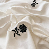 Rose Embroidered Duvet Cover Set - 3-Piece