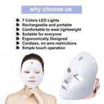 LED Facial Mask Photon Therapy 7 Colours Red Light Face Skin Rejuvenation - Clean Vanilla