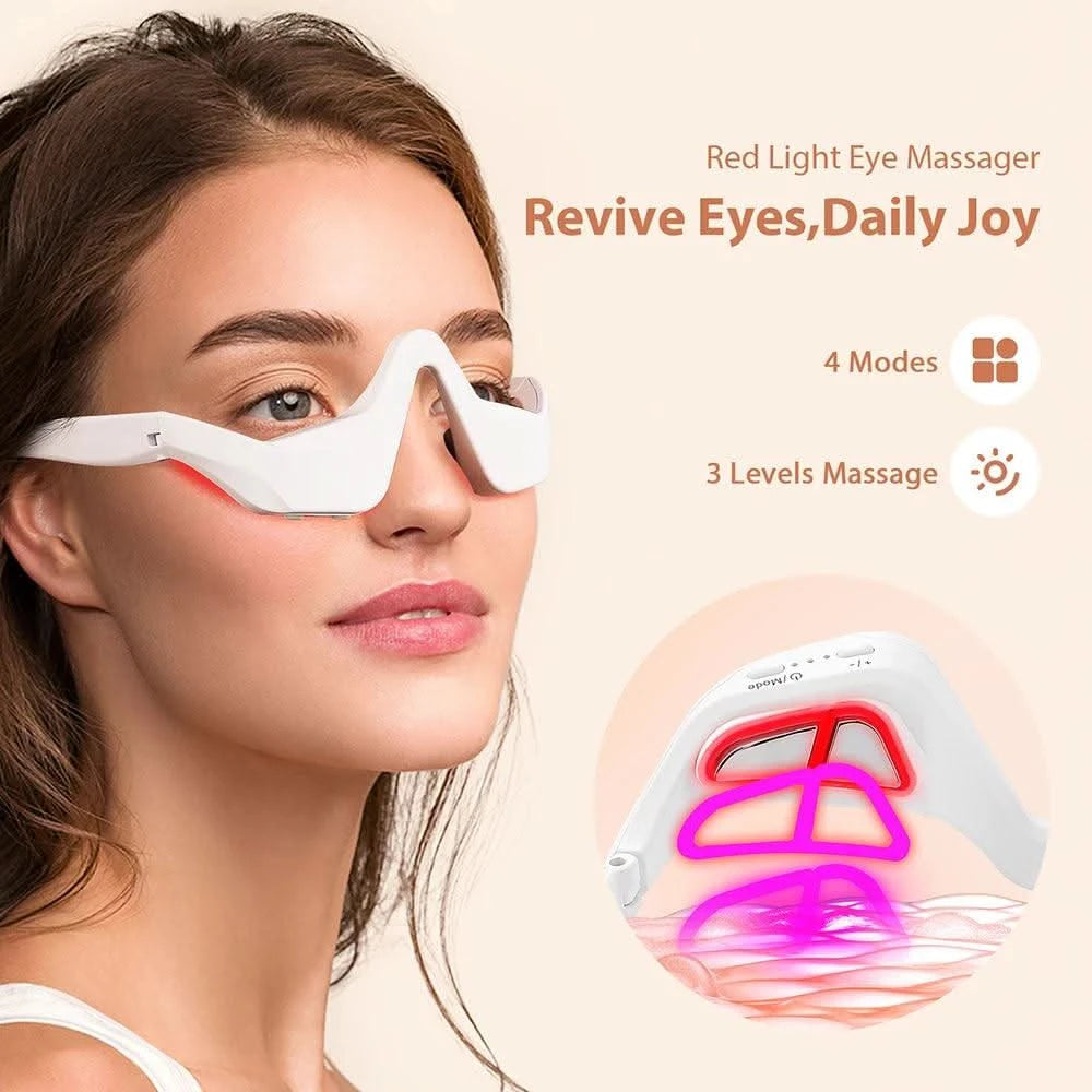 Light Therapy LED Under Eye Glasses Red Light & Blue Light Lighten Dark Circles Smooth Eye Fine Line Beauty Eye Care - Clean Vanilla