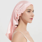 100% Mulberry Silk Long Hair Wrap Bonnet for Women Night Sleeping Cap for Long Curly Dreadlock Braid Hair - Clean Vanilla