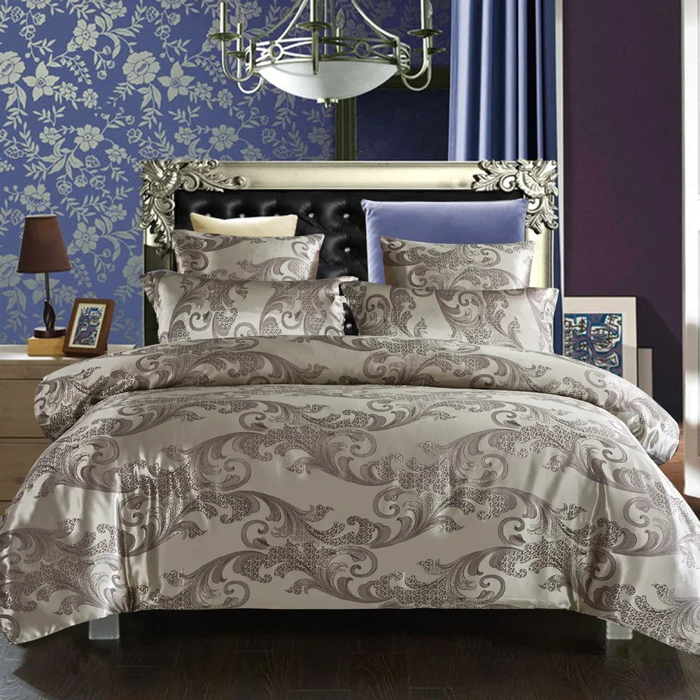 Luxury Silk Satin Pattern Bedding Set - 3-Piece - Duvet Cover & Pillow Cases