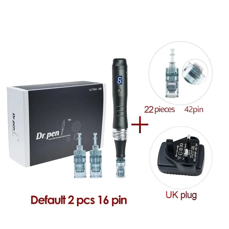 Dr pen Ultima M8 With 22 Cartridge Wireless Derma Microneedle Pen Skincare Kit MTS Treatment Professionals Use Beauty Machine - Clean Vanilla