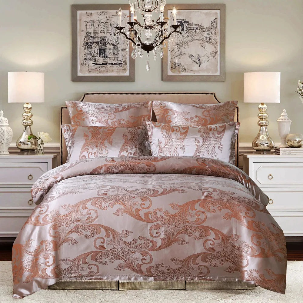 Luxury Silk Satin Pattern Bedding Set - 3-Piece - Duvet Cover & Pillow Cases