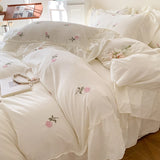 Rose Embroidered Duvet Cover Set - 3-Piece