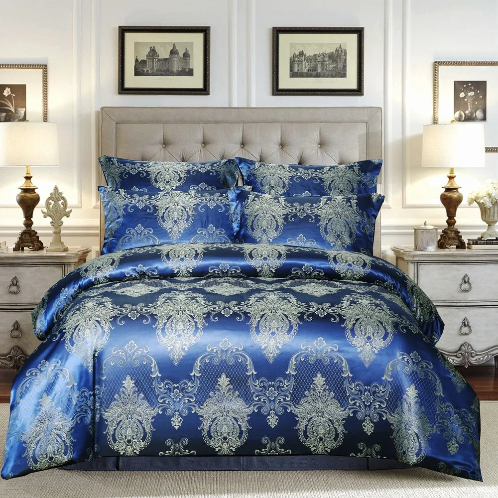 Luxury Silk Satin Pattern Bedding Set - 3-Piece - Duvet Cover & Pillow Cases