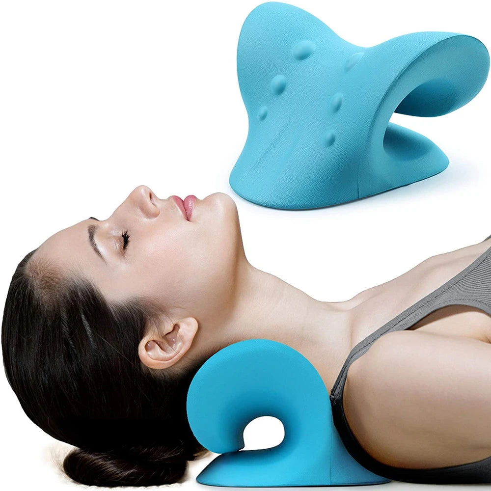 Neck Shoulder Stretcher Relaxer Cervical Chiropractic Traction Device Massage Pillow for Cervical Spine Alignment Massage Tools - Clean Vanilla