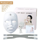 LED Facial Mask Photon Therapy 7 Colours Red Light Face Skin Rejuvenation - Clean Vanilla