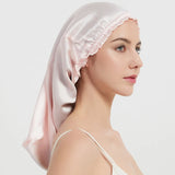 100% Mulberry Silk Long Hair Wrap Bonnet for Women Night Sleeping Cap for Long Curly Dreadlock Braid Hair - Clean Vanilla