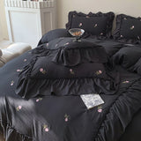 Rose Embroidered Duvet Cover Set - 3-Piece