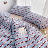 Classic Style Striped Duvet Cover - 3 Part Set – Washed Cotton Bedding