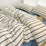 Classic Style Striped Duvet Cover - 3 Part Set – Washed Cotton Bedding