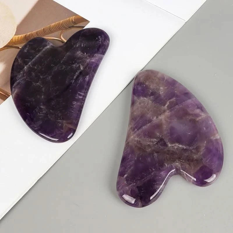 Amethyst Face Gua Sha Tool Skin Care Body Eye Natural Crystal Mineral Stone heart Massager Health Beauty Lifting And Firming - Clean Vanilla