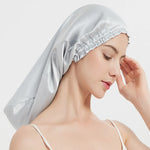 100% Mulberry Silk Long Hair Wrap Bonnet for Women Night Sleeping Cap for Long Curly Dreadlock Braid Hair - Clean Vanilla