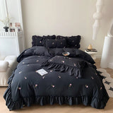 Rose Embroidered Duvet Cover Set - 3-Piece