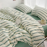 Classic Style Striped Duvet Cover - 3 Part Set – Washed Cotton Bedding