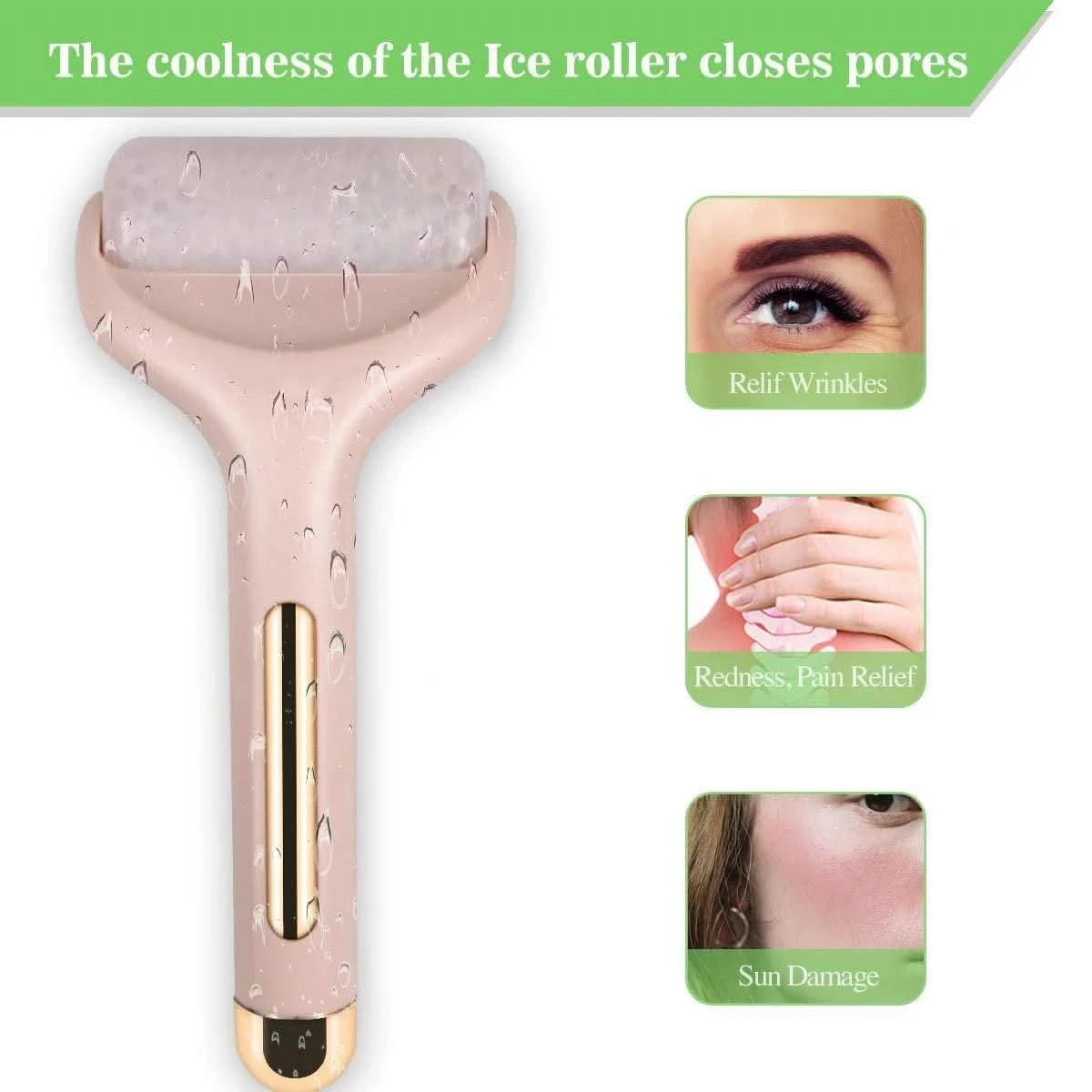 Pink Ice Roller Face Roller Massager - Clean Vanilla