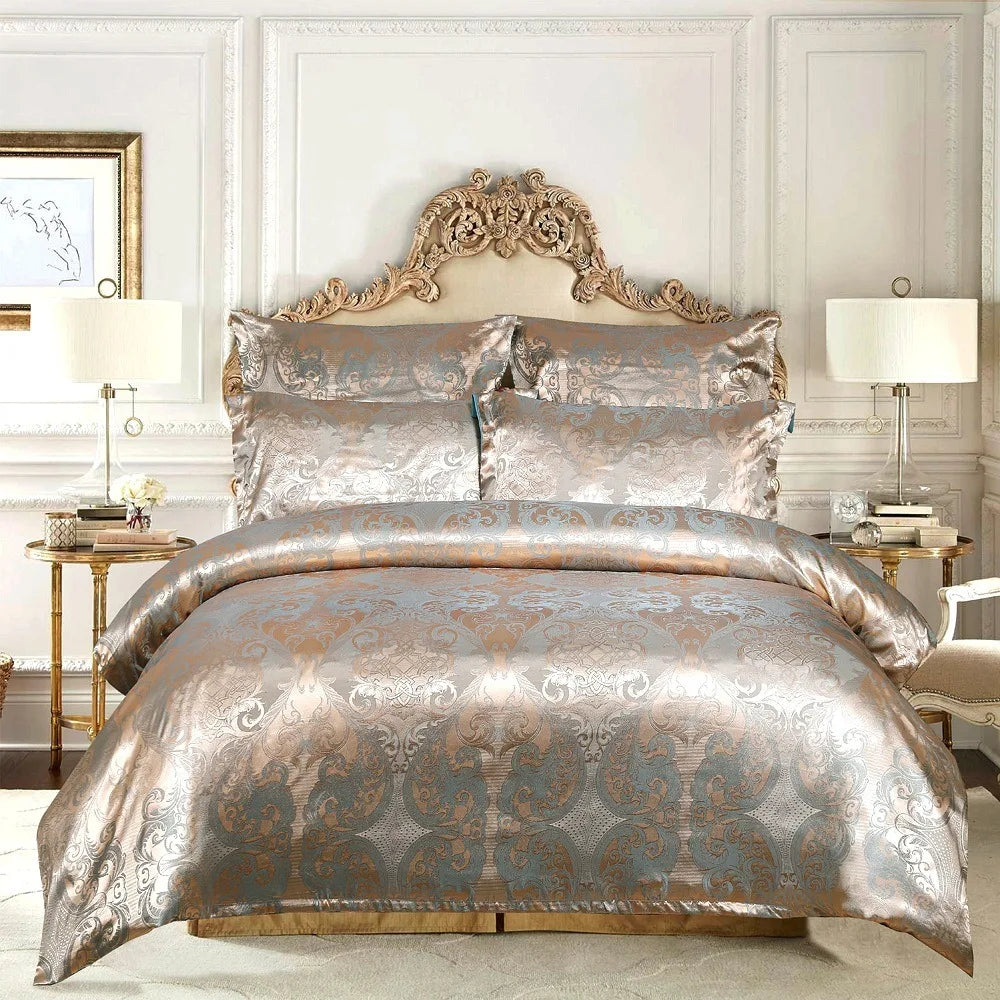 Luxury Silk Satin Pattern Bedding Set - 3-Piece - Duvet Cover & Pillow Cases