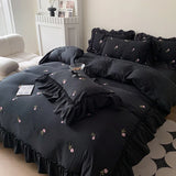 Rose Embroidered Duvet Cover Set - 3-Piece