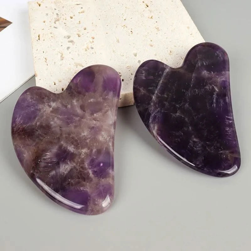 Amethyst Face Gua Sha Tool Skin Care Body Eye Natural Crystal Mineral Stone heart Massager Health Beauty Lifting And Firming - Clean Vanilla