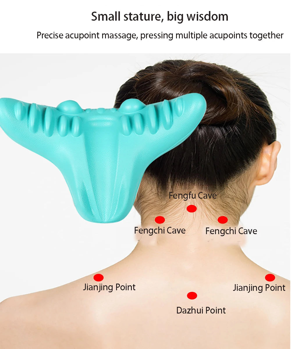 Neck Shoulder Stretcher Relaxer Cervical Chiropractic Traction Device Massage Pillow for Cervical Spine Alignment Massage Tools - Clean Vanilla