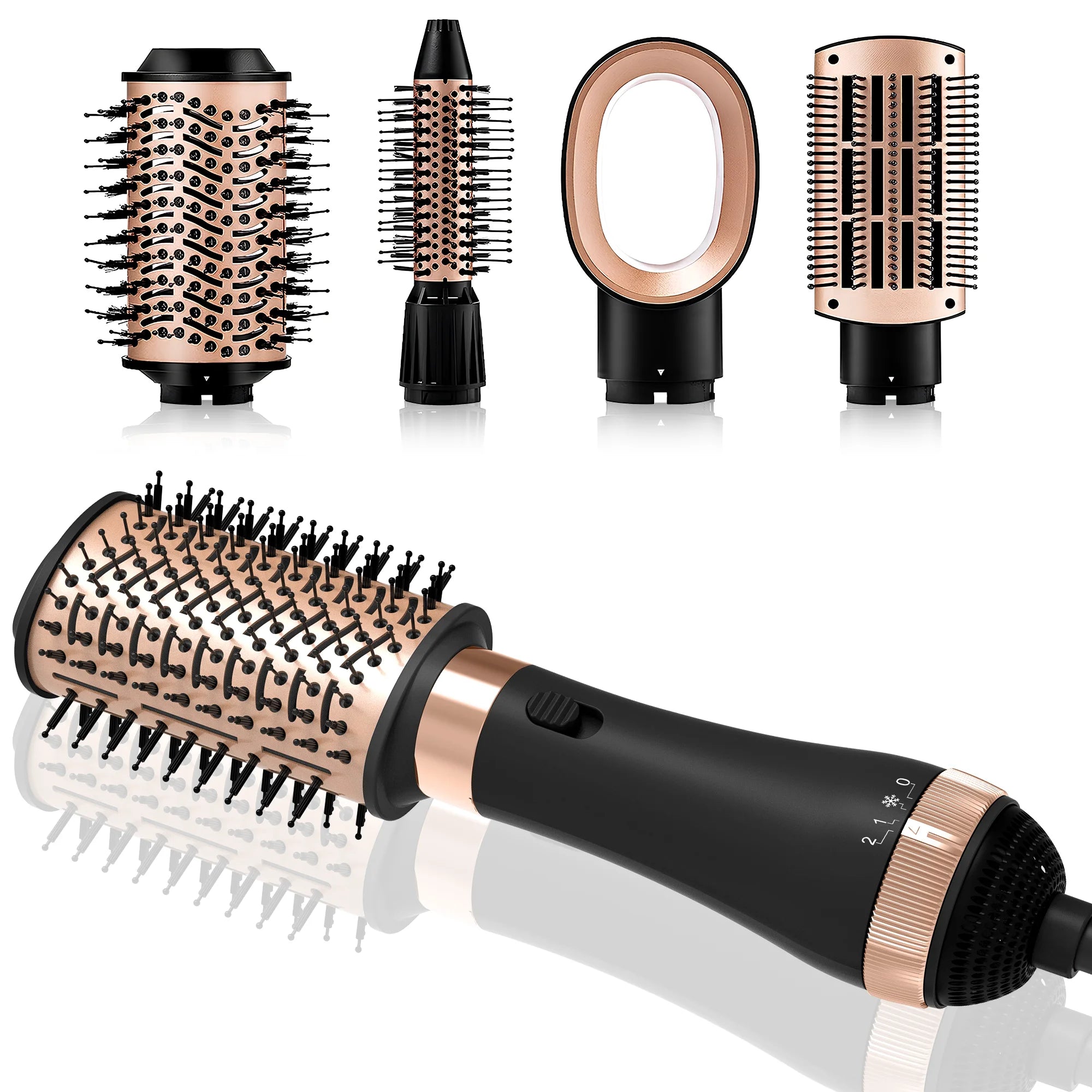 Professional Blow Dryer Brush 4 In 1 Detachable Hair Dryer Brush Hot Air Styling Comb Negative Ion Hairdryer Curling Comb - Clean Vanilla