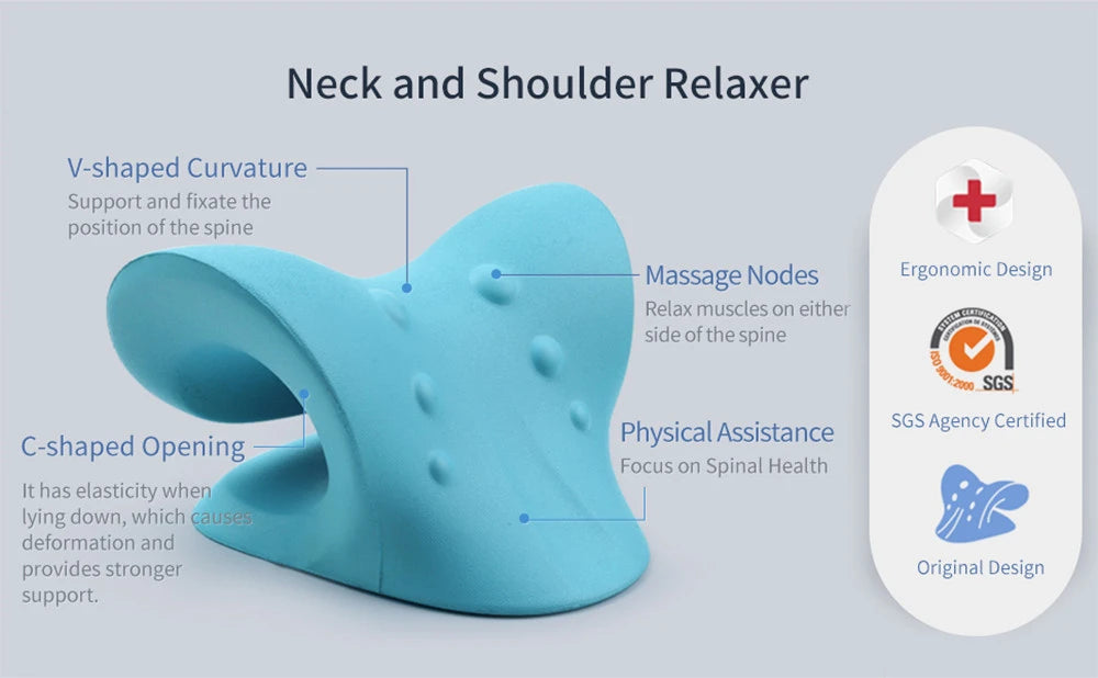 Neck Shoulder Stretcher Relaxer Cervical Chiropractic Traction Device Massage Pillow for Cervical Spine Alignment Massage Tools - Clean Vanilla