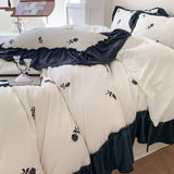 Rose Embroidered Duvet Cover Set - 3-Piece