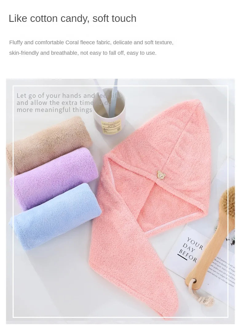 Dry Hair Cap Sports Towel Fiber Super Fine Adult Bath Towel Towels Bathroom Soft Turban for Hair Drying Miss Serviettes Face Wet - Clean Vanilla