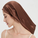 100% Mulberry Silk Long Hair Wrap Bonnet for Women Night Sleeping Cap for Long Curly Dreadlock Braid Hair - Clean Vanilla