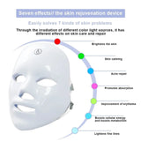 LED Facial Mask Photon Therapy 7 Colours Red Light Face Skin Rejuvenation - Clean Vanilla