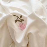 Rose Embroidered Duvet Cover Set - 3-Piece