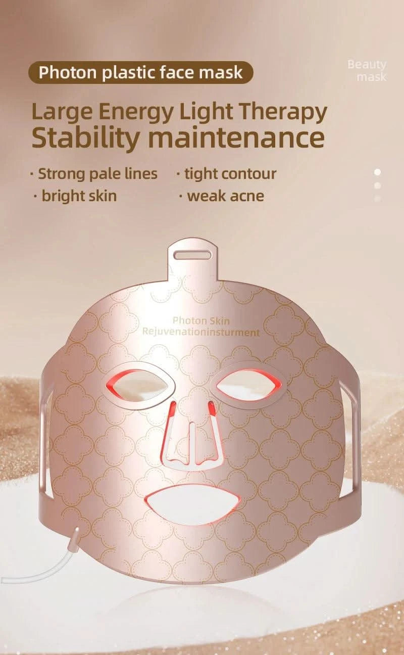 4 in 1 Red Led Light Therapy Infrared Flexible Soft Mask Silicone 4 Colour Led Therapy Anti Aging Advanced Photon Mask IPX7 - Clean Vanilla