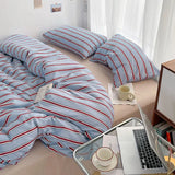 Classic Style Striped Duvet Cover - 3 Part Set – Washed Cotton Bedding