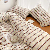 Classic Style Striped Duvet Cover - 3 Part Set – Washed Cotton Bedding