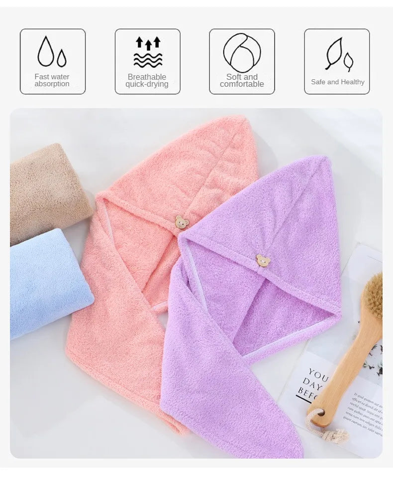 Dry Hair Cap Sports Towel Fiber Super Fine Adult Bath Towel Towels Bathroom Soft Turban for Hair Drying Miss Serviettes Face Wet - Clean Vanilla