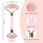 Natural Pink Rose Roller Gua Sha Set Facial Body Massager Roller Face Lifting Beauty Massage Tools Rose Quartz Jade Stone Massage Set - Clean Vanilla