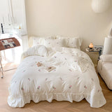 Rose Embroidered Duvet Cover Set - 3-Piece