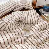 Classic Style Striped Duvet Cover - 3 Part Set – Washed Cotton Bedding